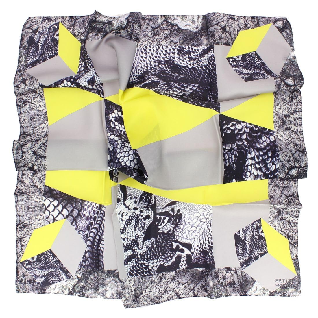 Carré 90 Petite Friture Beaunis foulard en soie gris et jaune pour sublimer vos tenues
