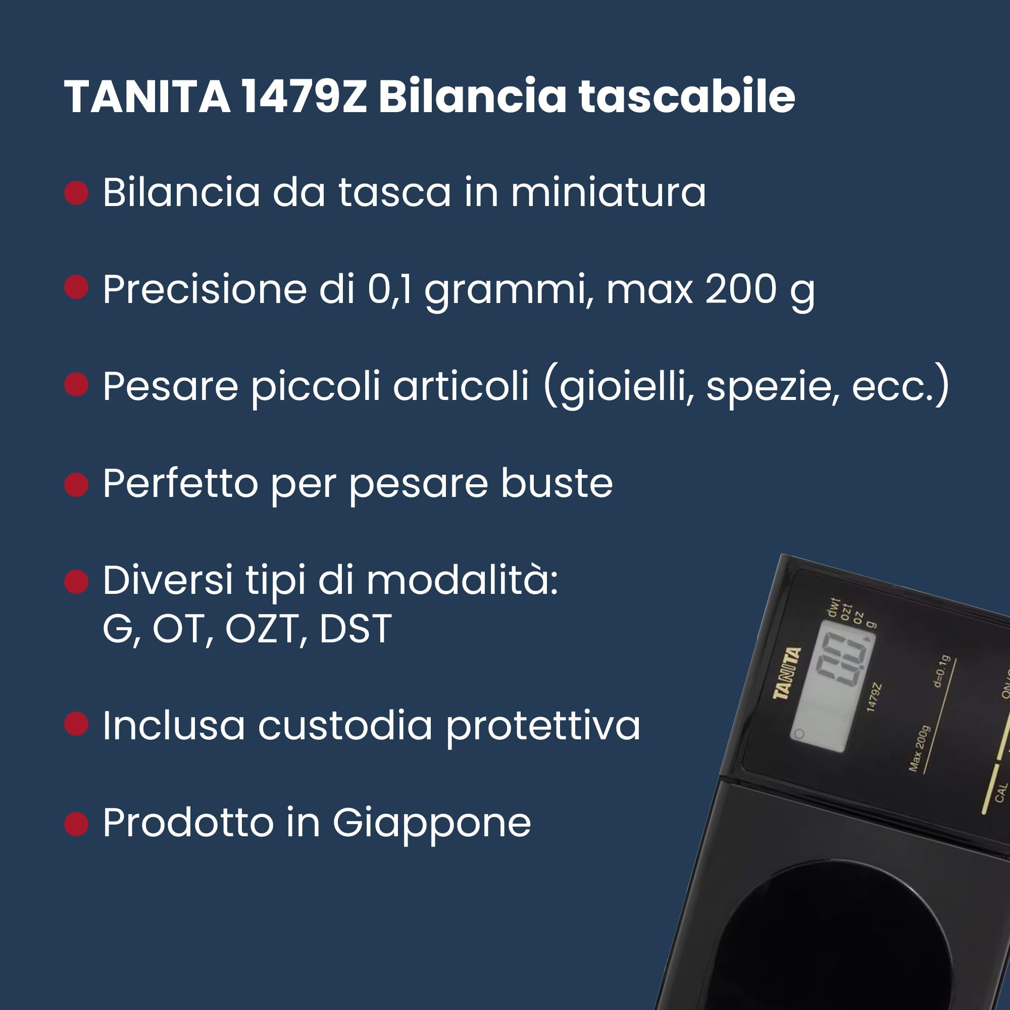Tanita 1479Z - Bilancia da cucina, fino a 200 g, schermo LCD, nera
