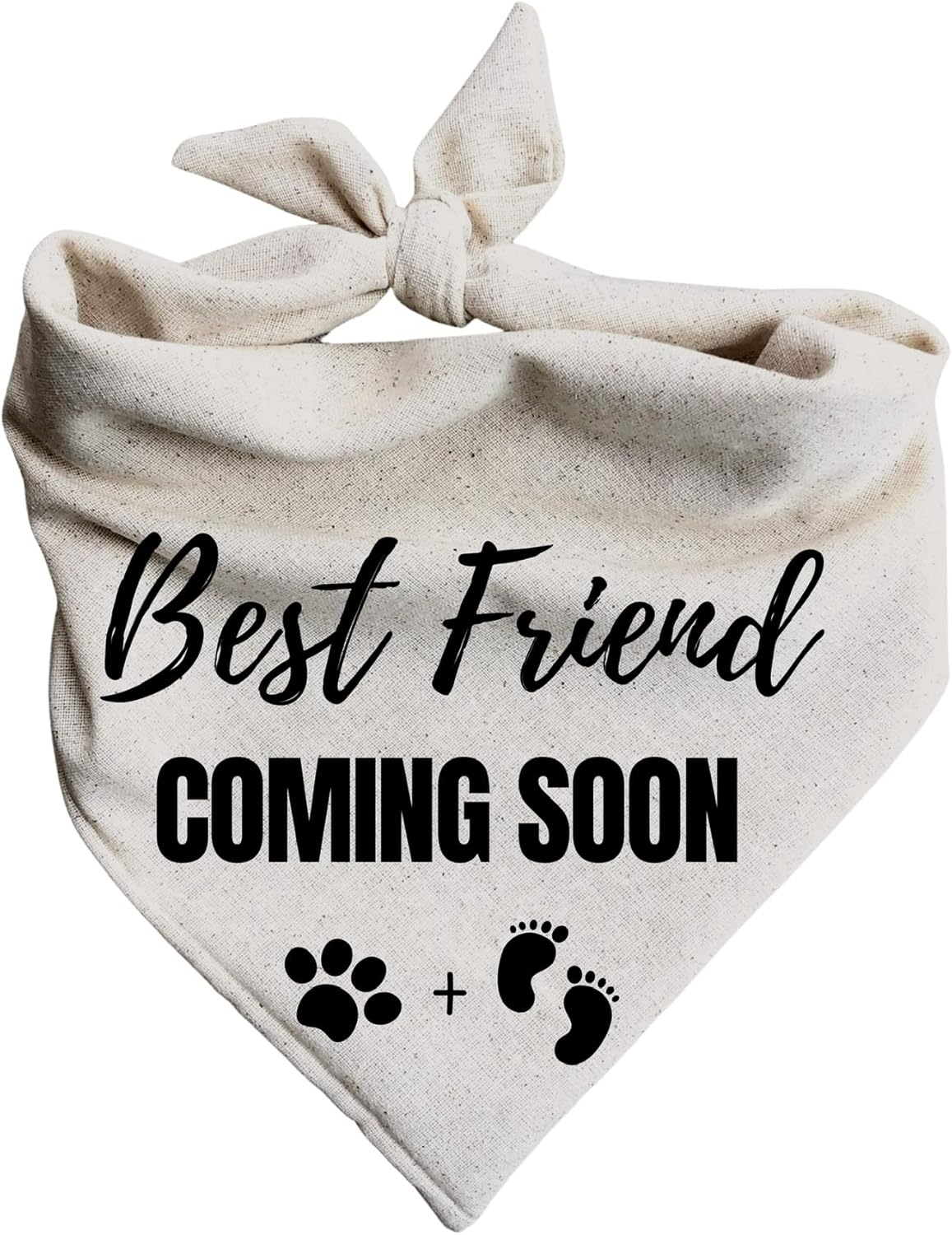 Best Friend Coming Soon Dog Bandana Pregnancy Announcement Creamy Oatmeal (Large)