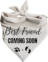 Vista 9 de Best Friend Coming Soon - Bandana para perro, anuncio de embarazo, avena cremosa (XL)