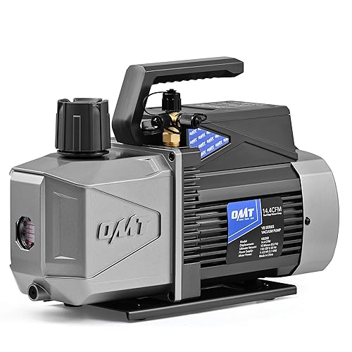 Orion Motor Tech Bomba de vacío de 2 etapas de 14.4 cfm, bomba de vacío HVAC de paleta rotativa de 1.5 hp con vacío definitivo de 1.5 micrones,