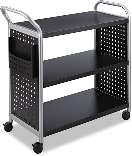 Safco Products 5339BL Scoot Steel Utility Cart, 3 Shelf, Silver/Black