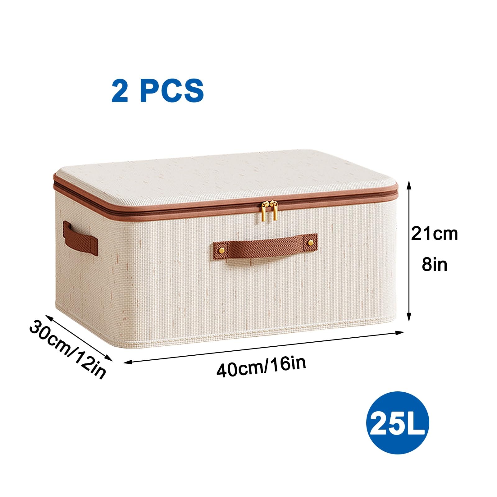 2 Pack Unterbett Aufbewahrungsbox, Faltbar Unterbettkommoden, Doppelreißverschluss, Waschbar, Kleidung, Bettdecken, Spielzeug, Bücher(40x30x21cm/16x12x8in)