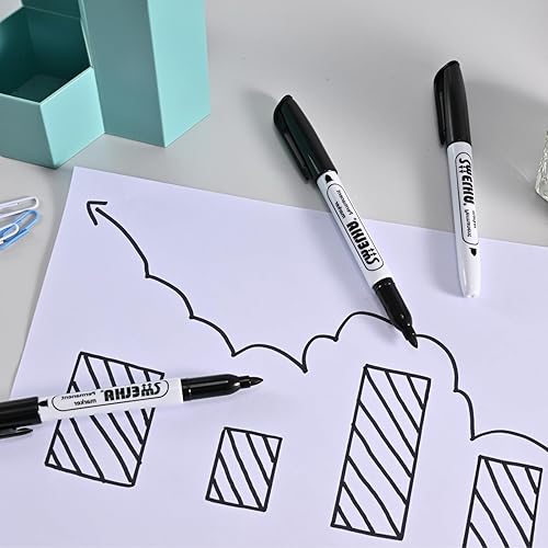 Miniatura 8 de SMELHA Marcadores permanentes, paquete de 100 rotuladores permanentes negros, juego de marcadores permanentes negros a granel, punta fina,