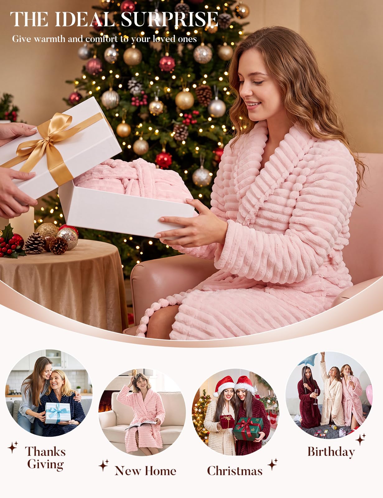 Accappatoio Donna Invernale Lunga Soffice Pile Elegante Vestaglia