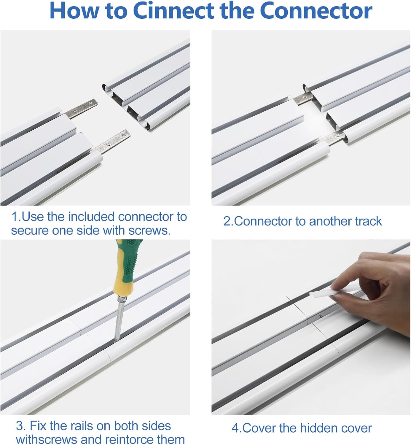 Double Row Ceiling Curtain Track, Silent Heavy Aluminum Duty Curtain Track System, Sliding Curtain Rails for Curtains, Room Divider Track for Bedroom Living Room Ofiice Hotel, White, 9FT 9