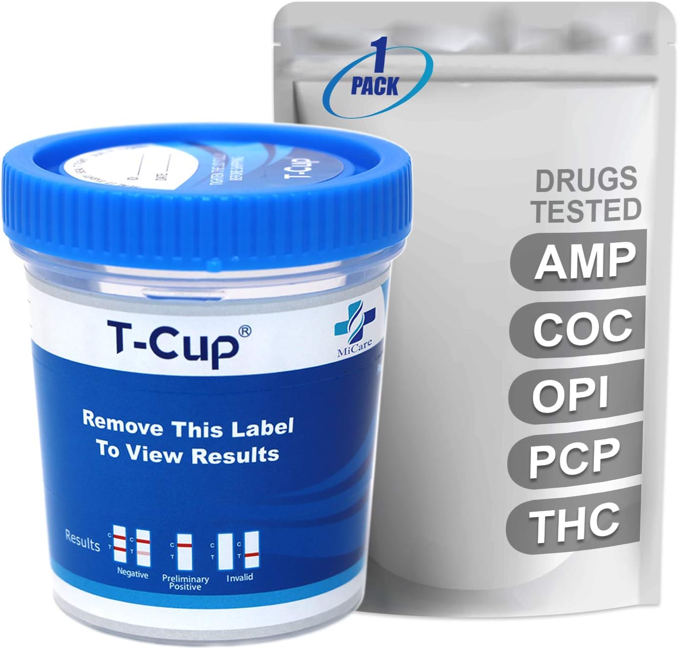 MiCare [1pk] - 5 Panel Multi Drug Test Cup (AMP/COC/OPI/PCP/THC) #MI-TDOA-154