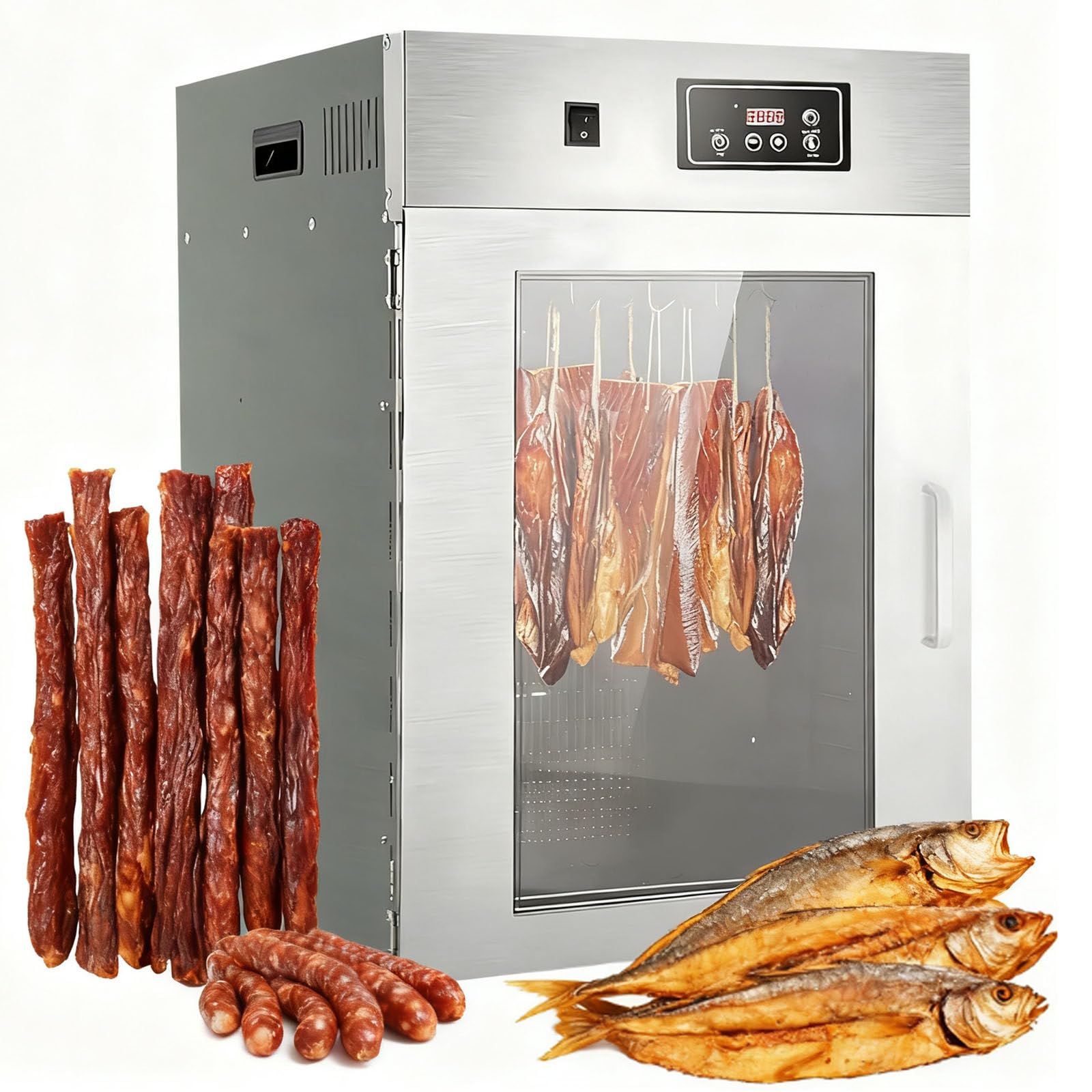 Gewerblicher Dry Aged Reifeschrank, 360°-Drehkammer Dörrautomat, Dörrgerät Und Trockenschrank, Mit Einstellbarer Temperatur Von 30-90℃ Und 24-Stunden-Zeitsteuerung, 7.5kg