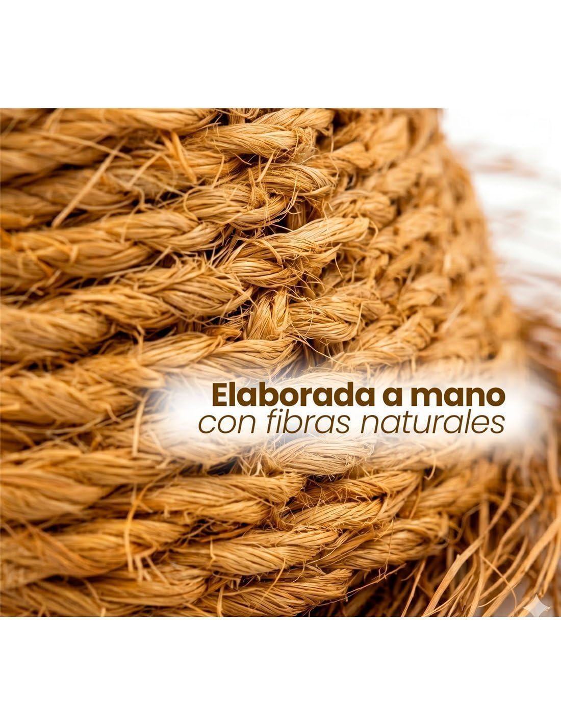 JARDIN202 - Pantalla para Lámpara de Esparto con Flecos | Diseño Malasia Artesanal | Interior y Exterior Techado | (Mediana)