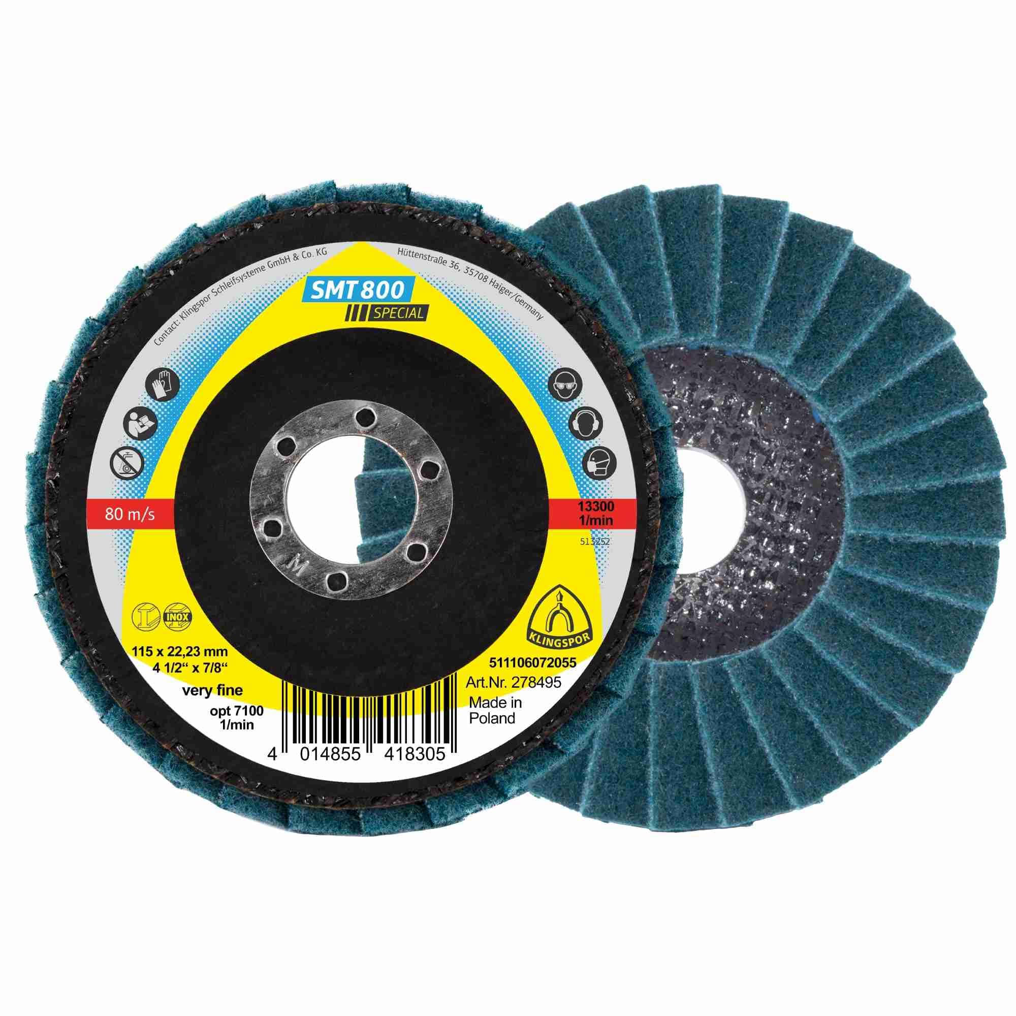 SMT 800 278497 - Discos de Lija para Lijadora, 5 unidades, Fieltro, 115 x 22,23 mm, Corindón muy Fino