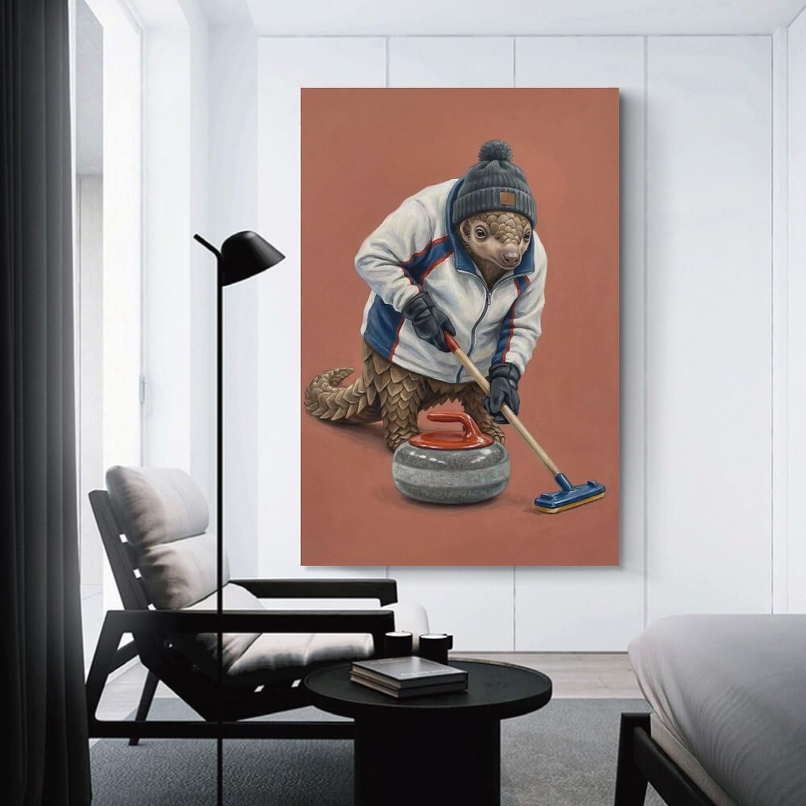 Junmoney Pangolin Playing Curling Decorative Wall Artwork 20x30inch(50x75cm), for New Homes, Bedrooms Or Workspaces, A Wall Art Gift for Fresh Interiors