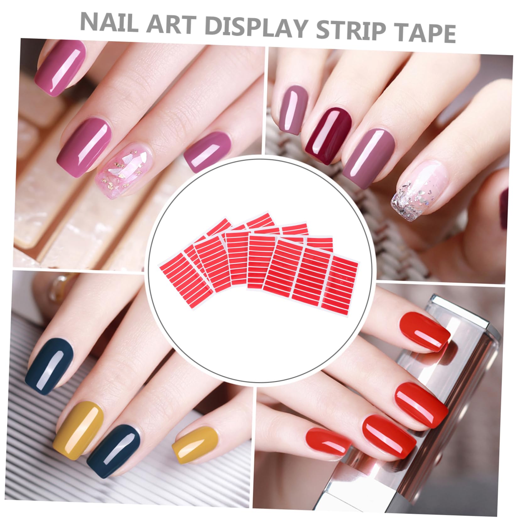 HAPINARY 5 Sheets Nail Display Tape Double Sided Nail Strips for Press Ons Adhesive Nail Display Tape