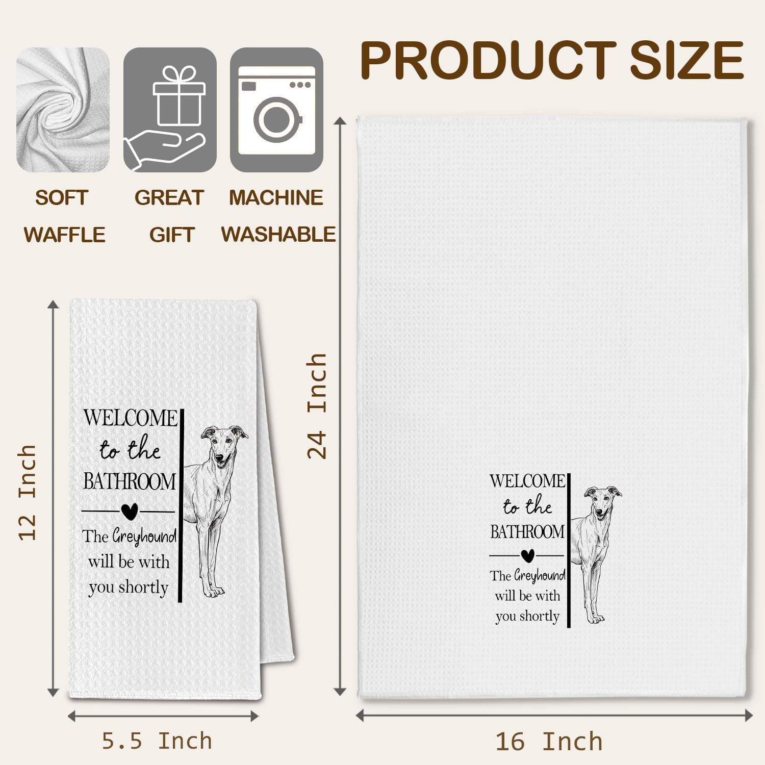 Greyhound Gifts Bathroom Hand Towels, Greyhound Dog Owner Lovers Gifts for Women, Funny Dog Decorative Hand Towel for Bathroom Kitchen Decor, 16x24 Inch - Image 6