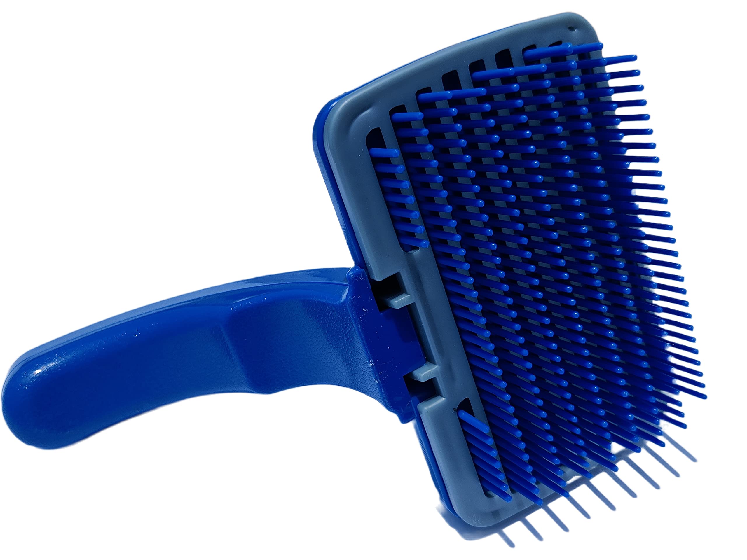 Chullbull Pet Products Plastic Fur Grooming Slicker, Dematting, Detangaling And Deshedding Brush With Retractable Base For Self Cleaning,Long Coat Dogs Rabbits And Cats,Blue Angled Handle Dog Brush (B0B9TWLJBL) Amazon Price History, Amazon Price Tracker