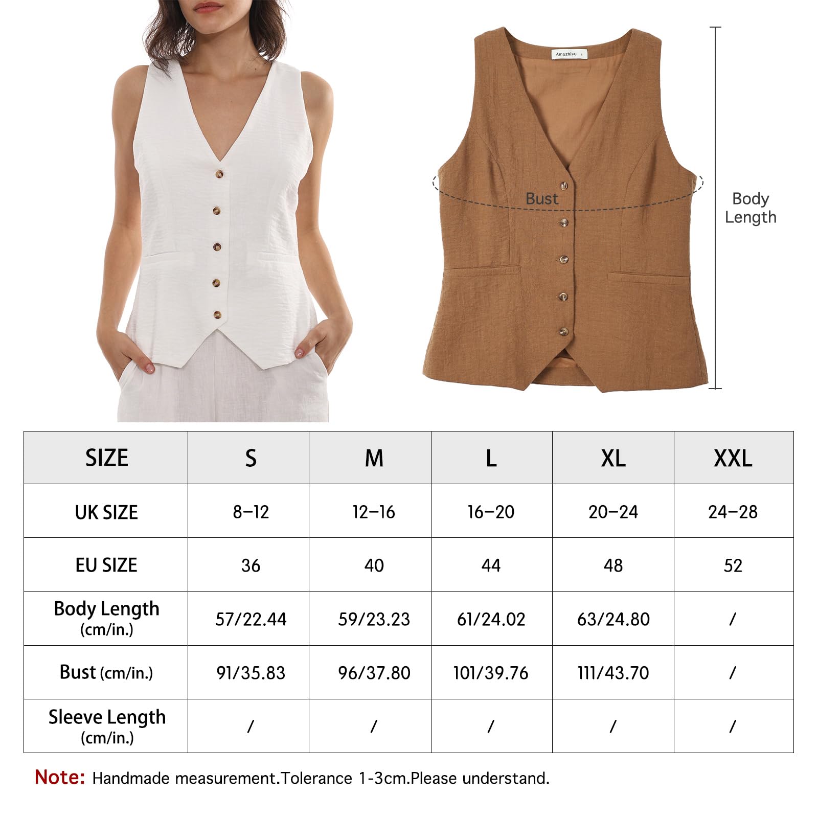 Amazhiyu Chaleco de traje para mujer, chaleco de lino para mujer, sin mangas, chaleco corto con cuello en V, chaleco recortado, tops de verano