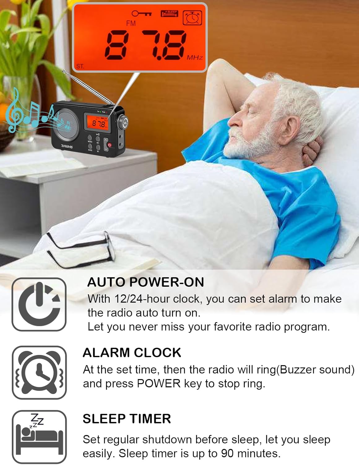 ZHIWHIS Portable Radio, AM FM Shortwave Digital Tuner with Best