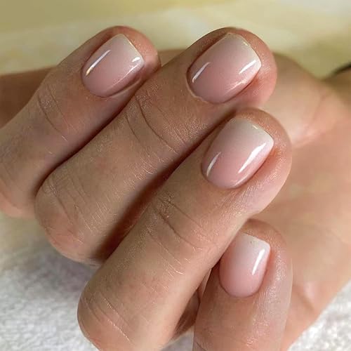 BDKAIWU Short Square Nude Ombre Press On Nails 24 Pcs