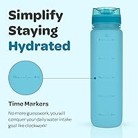 Vista 9 de Hydracy Water Bottle with Time Marker -Large BPA Free Water Bottle & No Sweat Sleeve -Leak Proof Gym Bottle with Fruit Infuser Strainer & Times to