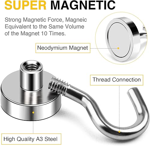 Miniatura 6 de Diymag Ganchos magnéticos en S, fuertes y resistentes, 30 lb de capacidad, para crucero, aula, refrigerador, cabañas, parrilla, cocina, garaje,