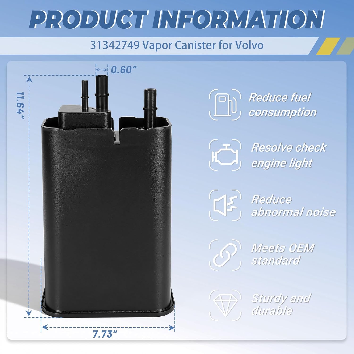 31342749 Vapor Canister Fit for 2004-2015 Volvo S60 S80 Xc60 Xc70 V60 V70 2.5L 3.0L 3.2L - Replace 30684418, 8634819 Activated Carbon Charcoal Canister Cans