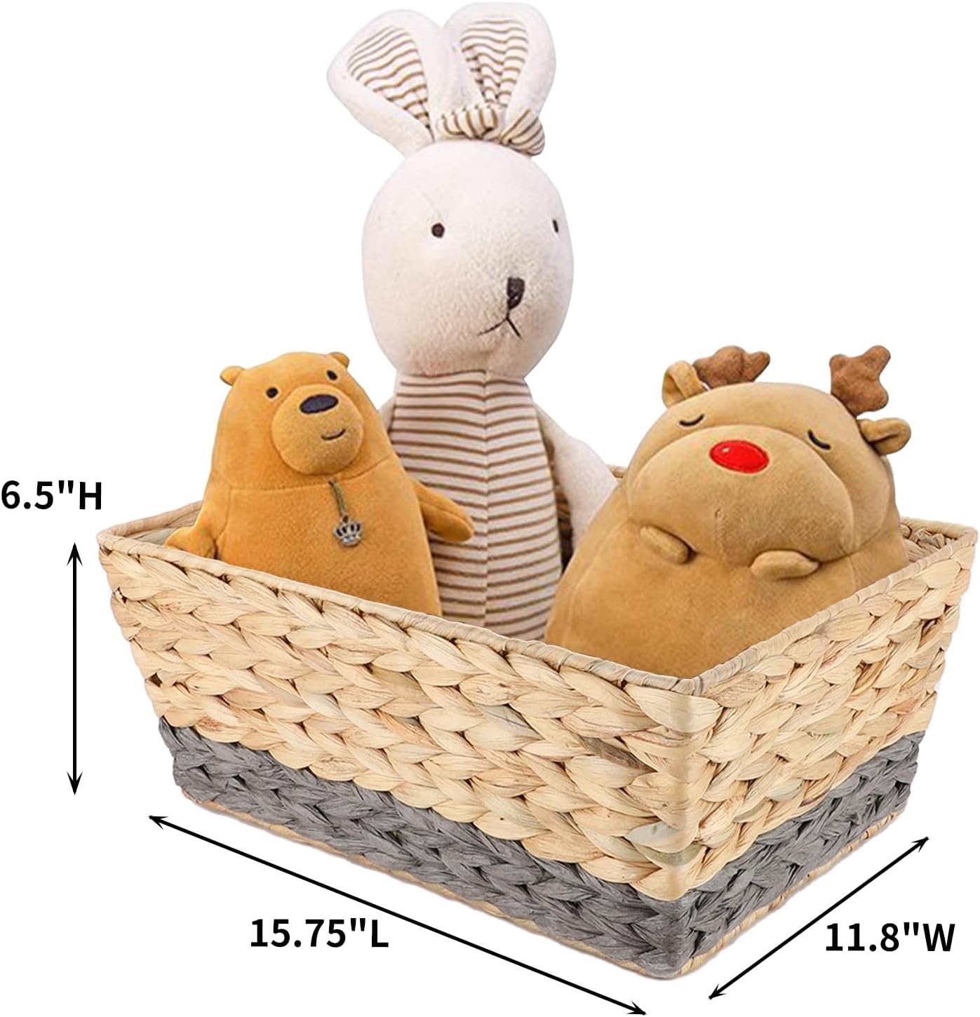 Water Hyacinth Woven Storage Basket,Hand-woven Rattan Home Storage Basket,Miscellaneous Basket,Wicker Woven Laundry Hamper Dirty Clothes Storage Basket,for Towels Wash ClothToilet Paper