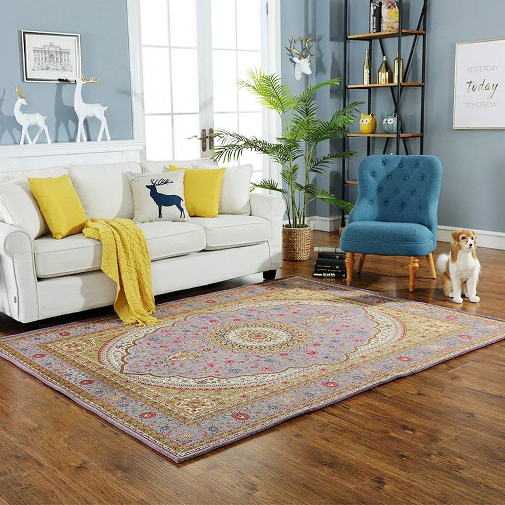 Tapis de salon doux et antidérapant avec broderies modernes pour table basse