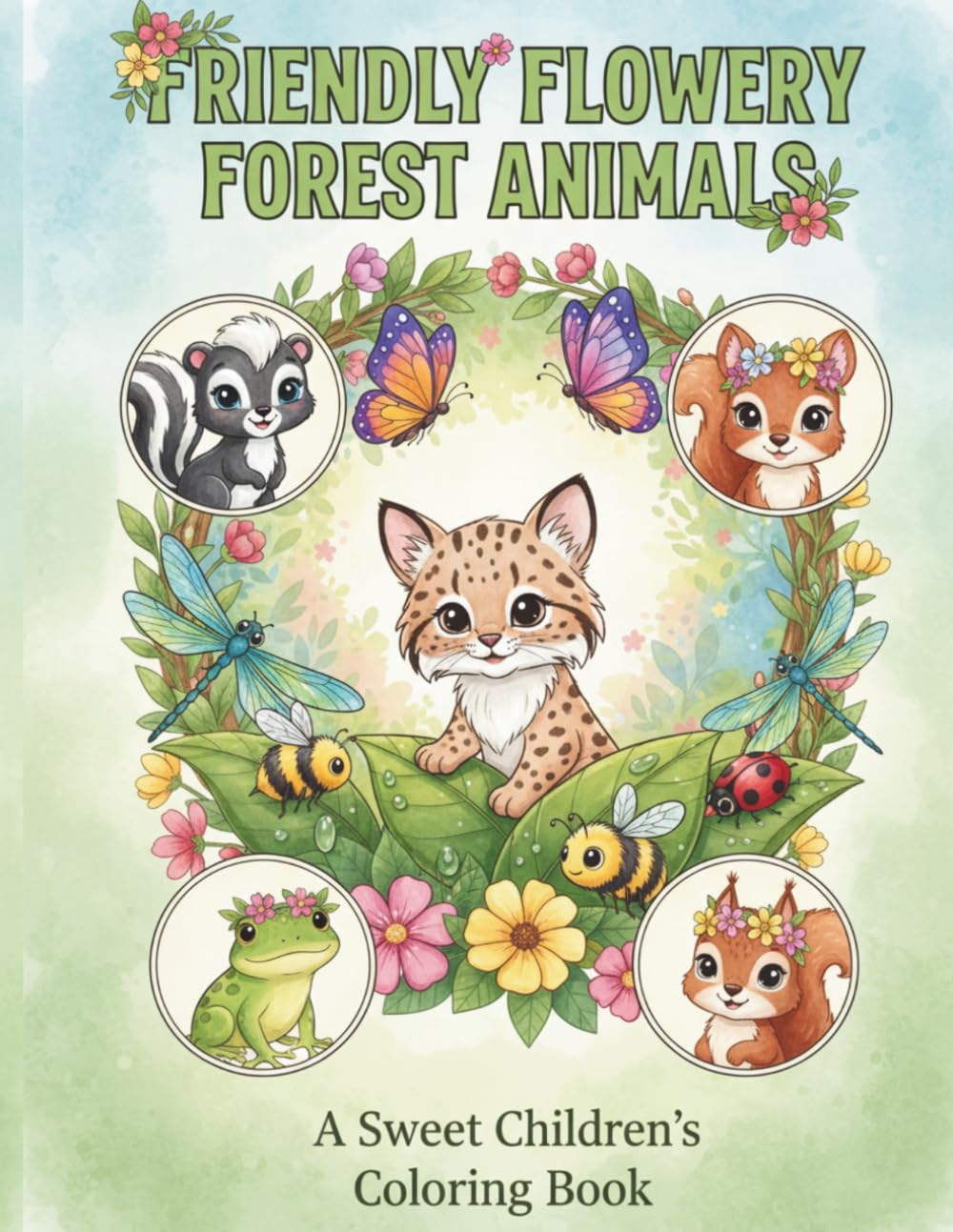 Friendly Flowery Forest Animals: A Sweet Children's Coloring Book (Friendly Flowery Animals Coloring Books)