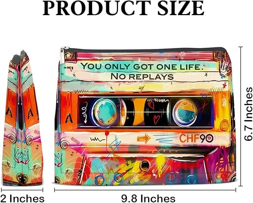 Miniatura 2 de NGAEAK Bolso cosmético temático retro de los 90 con cremallera bolsa de maquillaje pequeña bolsa de maquillaje