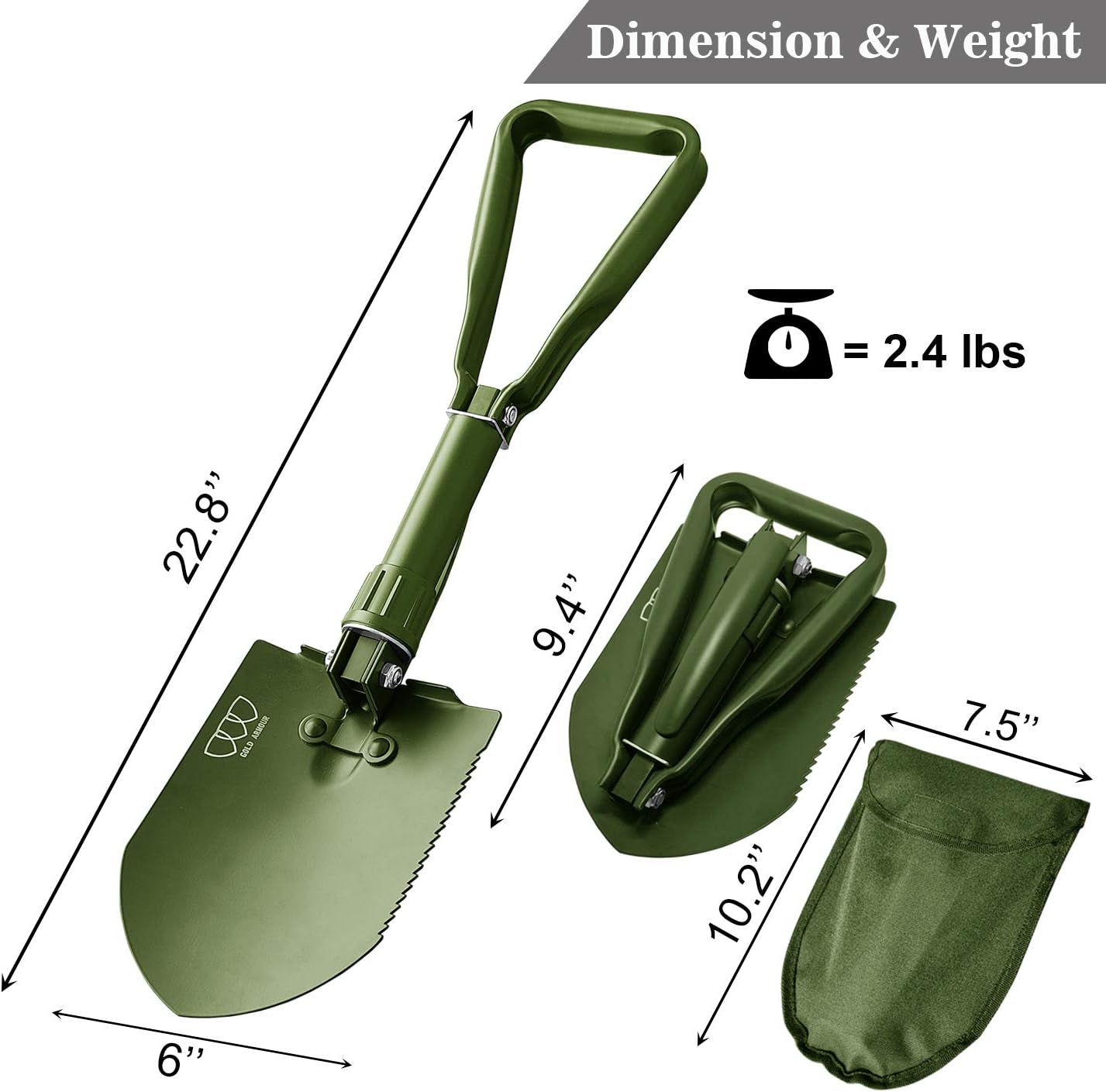 Military Folding Camping Shovel, High Carbon Steel Survival Shovel Entrenching Tool Handle with Carrying Pouch (OD Green) : Garden & Outdoor