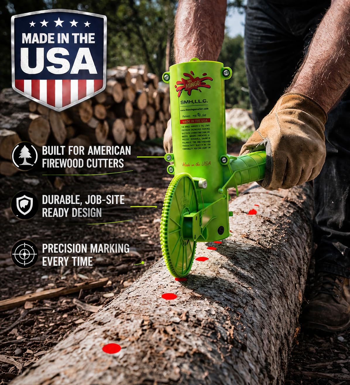 THE MINGO Marker Firewood Marking Wheel -Chainsaw Firewood Measuring Tool Marking - Measuring Marker - Mingo Marker Firewood Cutting Tools - Firewood Logging Tools - USA Made (18" Marking Wheel) — Amazon image 7