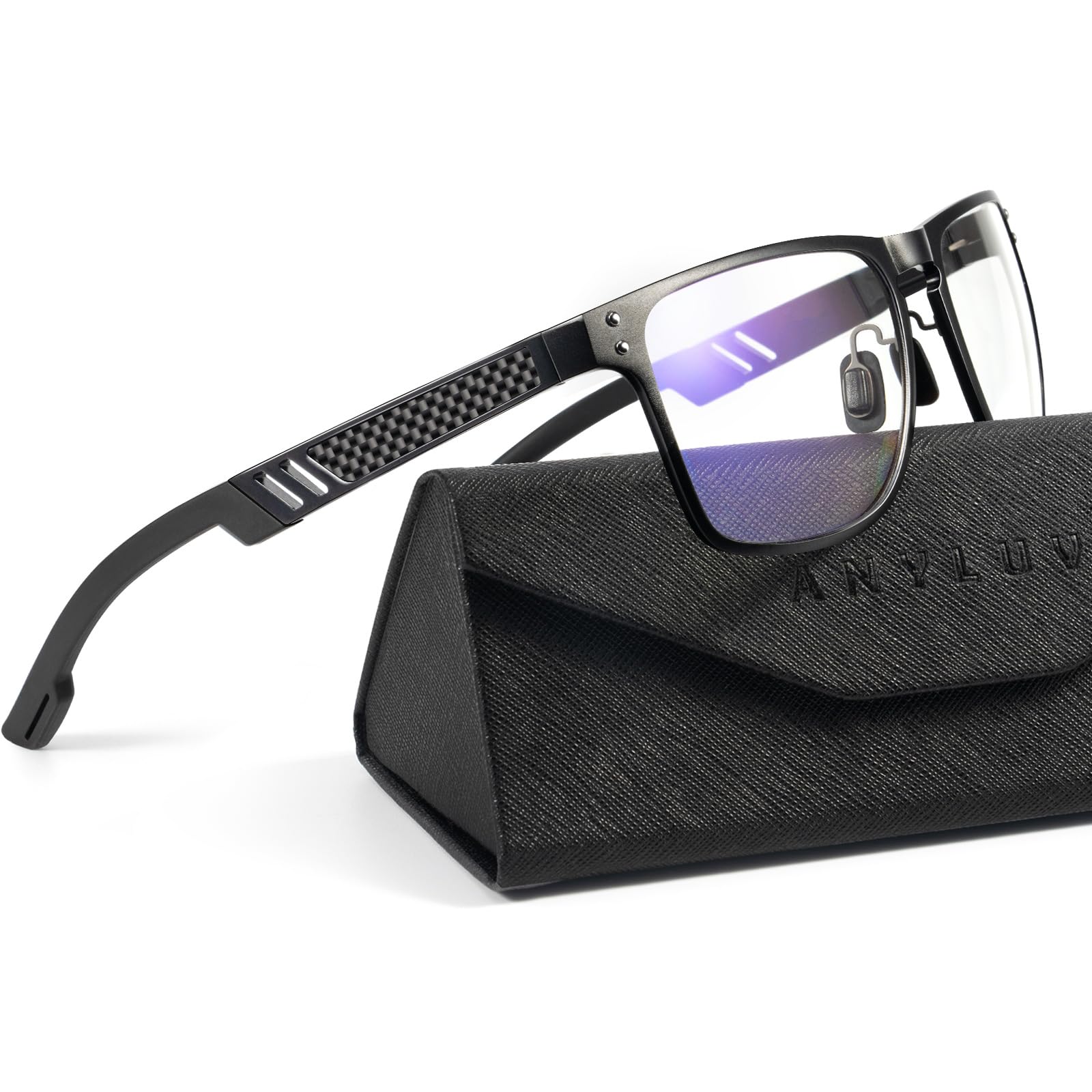 ANYLUV Blue Light Glasses Men Premium Mens Gaming Computer Glasses Clear Lens with Al-Mg Frame Anti Blue Ray Screen Blocker