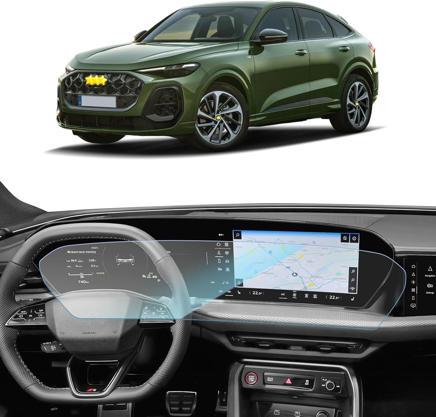 SKTU for 2025 2026 Audi Q5 Screen Protector for 2025+ Audi Q5/Audi SQ5/Audi Q6/Audi SQ6 11.9-Inch & 14.5-Inch Integrated Screen [9H Hardness, Ultra Clear, Anti-Glare&Scratch] Audi Q5 2025 2026 Accessories Screen Protective Film Tempered Glass