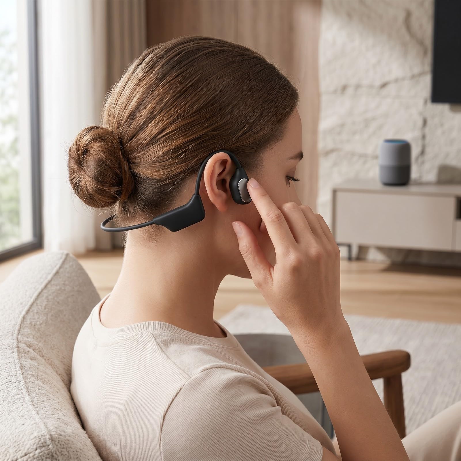 Cuffie a Conduzione Ossea, Cuffie Auricolari Aperte Wireless Bluetooth 5.4 Impermeabili IP67, Cancellazione del Rumore per Sport, Corsa, Allenamento in Palestra