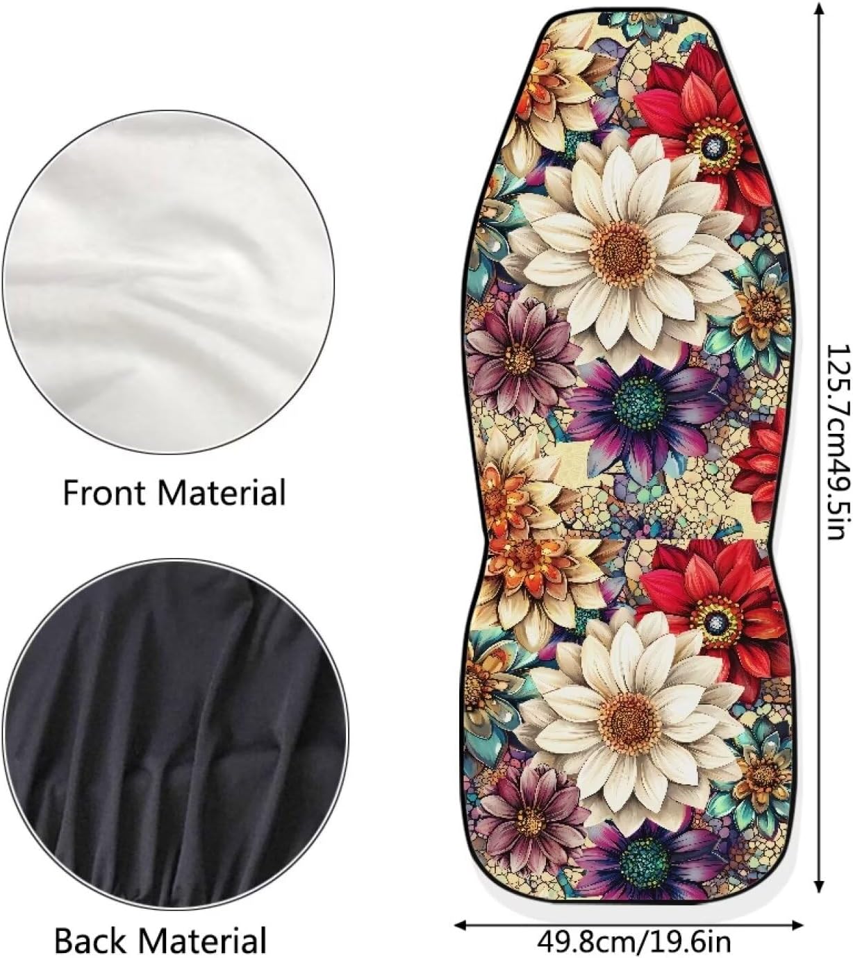 Bulopur Dahlia Car Seat Cover, High Back Stretchy Car Seat Protector Cover for Women, Comfortable 2 Piece Car Seat Covers Universal Fit for Most Vehicle Cars