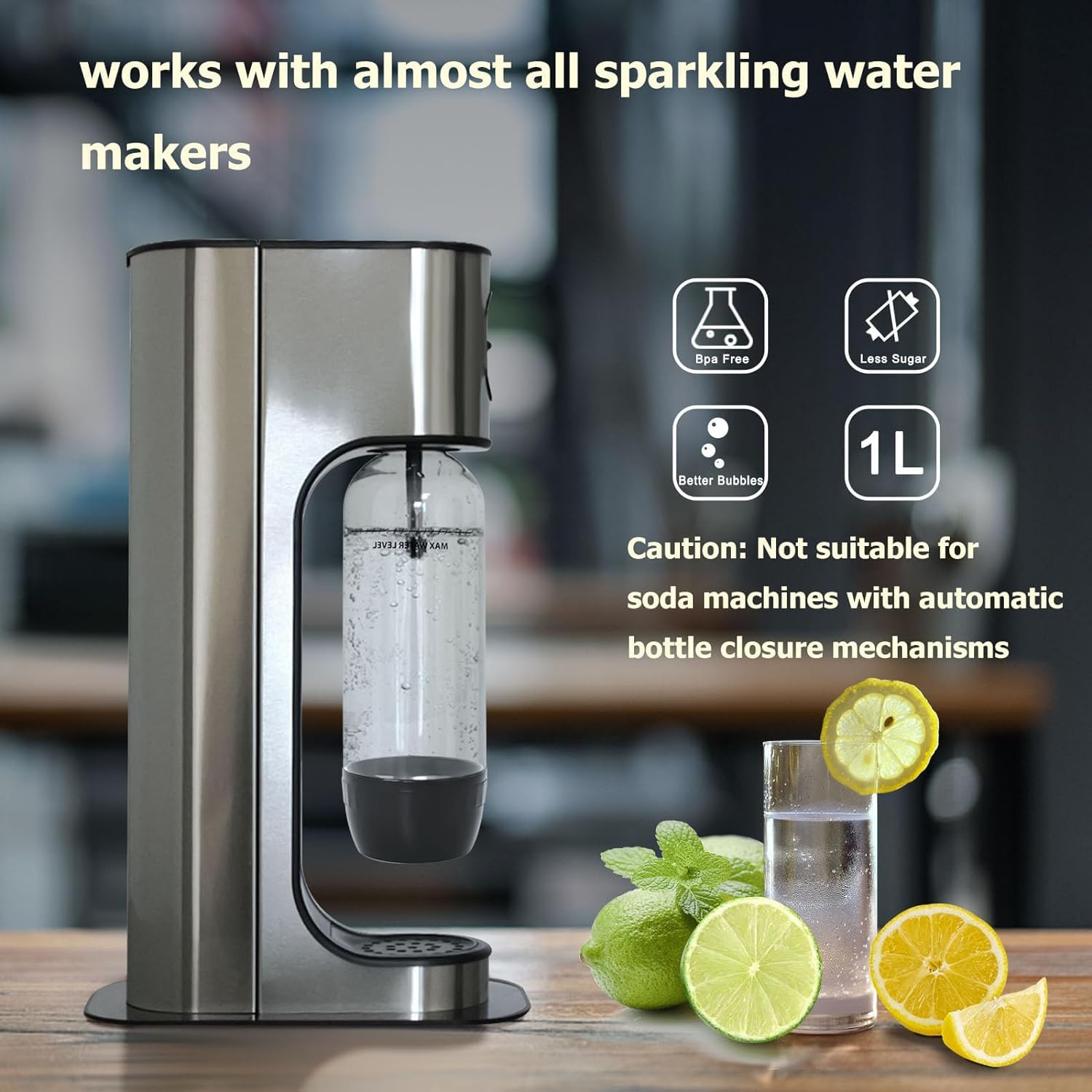 Gekufa Soda Bottiglie, 1L Soda Maker Bottiglie 3 Pezzi, Bottiglie per la Carbonatazione BPA Free, Bottiglia Soda PET Riutilizzabile, Bottiglie di Ricambio per Soda Gasatore