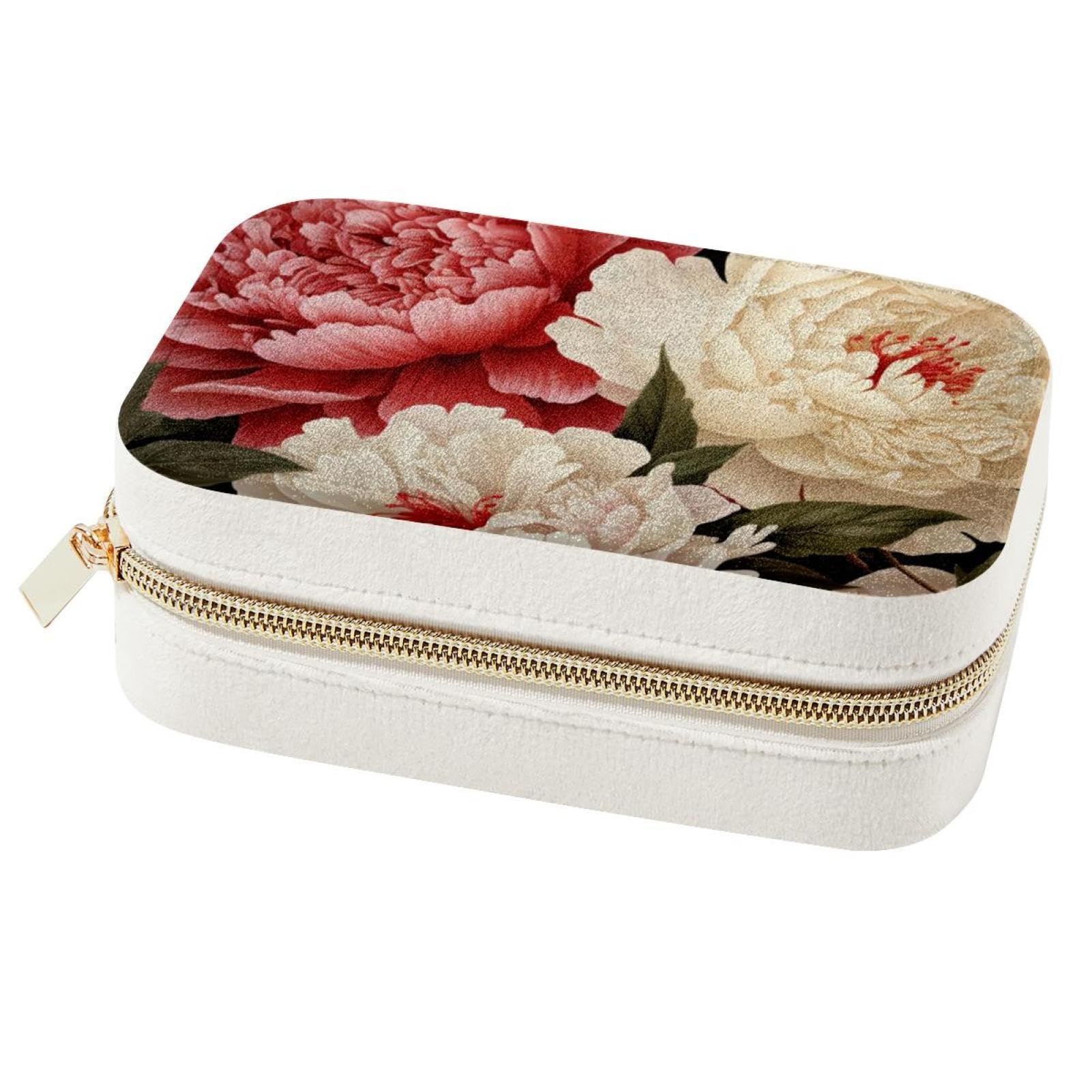 Boîte à bijoux de voyage pivoine, le cadeau idéal pour femme