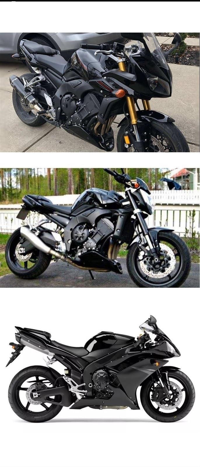 Parafango moto Per Yamaha YZFR1 per YZF R1 2004-2008 FZ8 per FAZER 2011-2013 FZ1 2005-2008 Parafango anteriore per motocicletta Paraspruzzi(Nero)