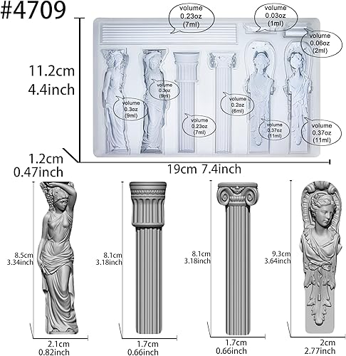 Miniatura 2 de Molde de arte para yeso de arcilla seca al aire de Polyclay, columna decorativa y estatua de escultura