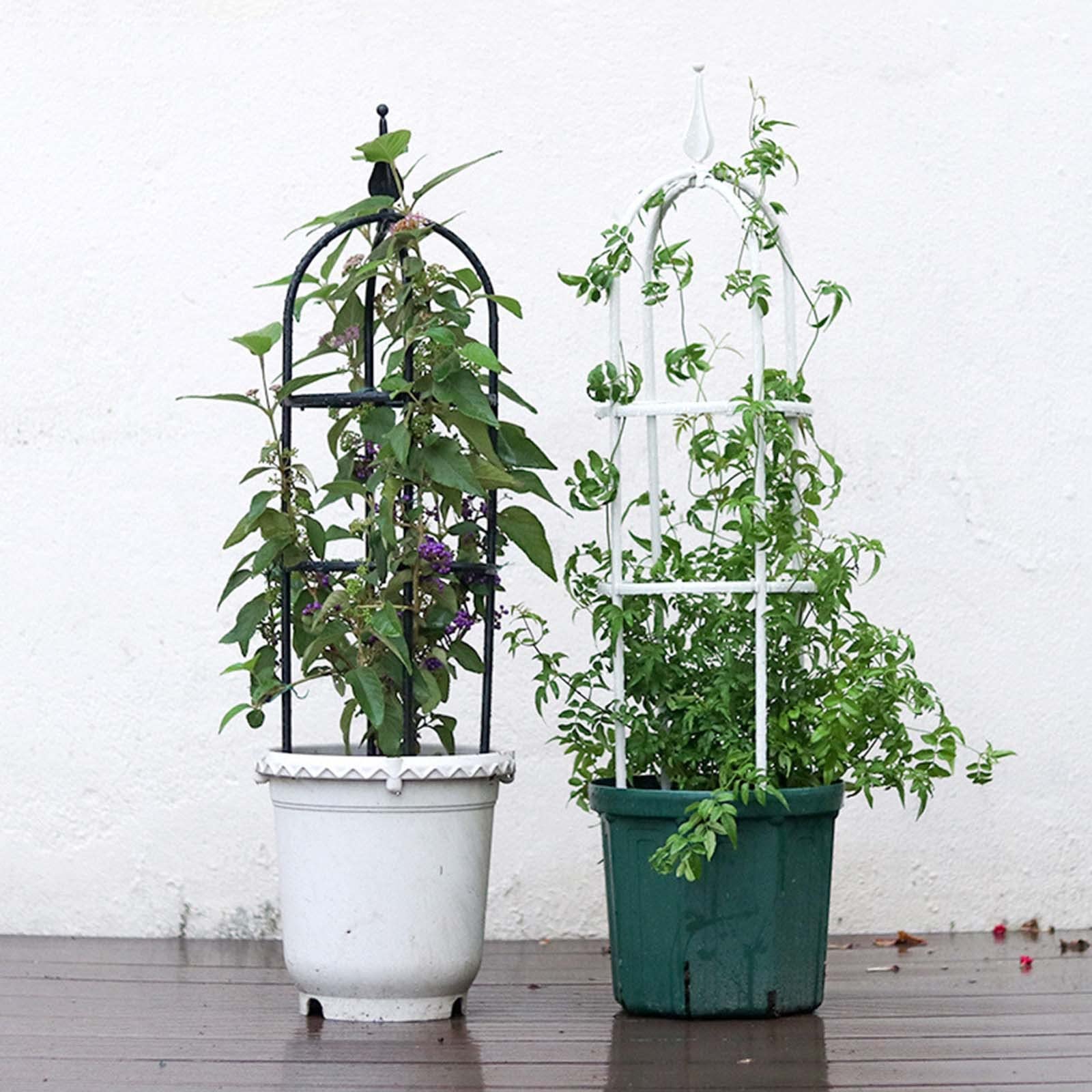 Maeer Garden Tower Trellis 1.9ft, 2.9ft Tall Garden Trelli Plant Supports, PE Plastic Coated For Potted Climbing Flowers Vegetable Vine Indoor Outdoor (Color : Black, Size : H75cm (diameter 15cm))