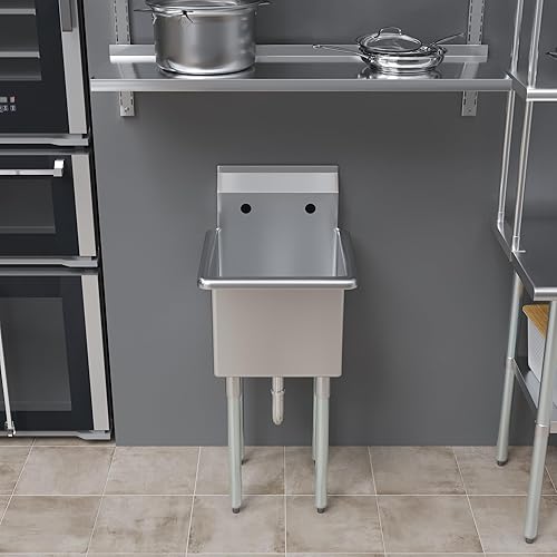 Miniatura 7 de AmGood Fregadero de acero inoxidable para preparación y utilidad | Tamaño total: 18 x 18.5 pulgadas | Tamaño del tazón: 15 x 15 pulgadas | NSF |