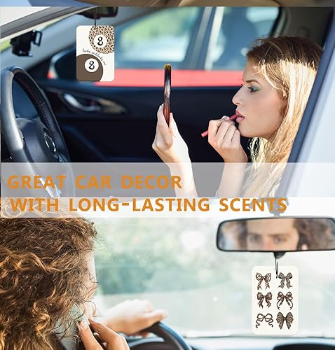 Miniatura 2 de Ambientador de coche retro con lazo de leopardo, 4 piezas, accesorios de coche con estampado de guepardo de la suerte de 8 bolas, accesorios para el