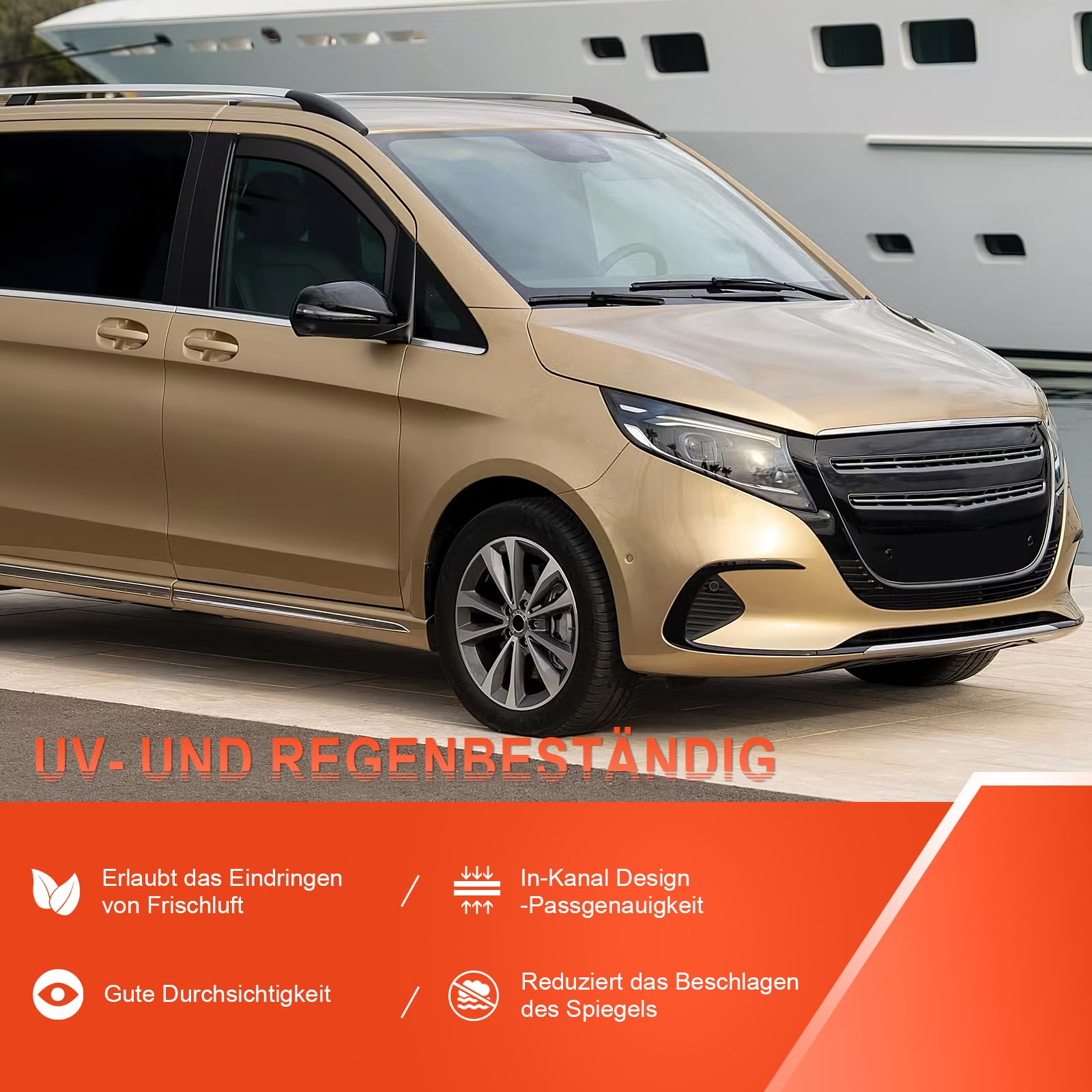 GEARMONSTER Windabweiser kompatibel mit Mercedes Vito 2016-2023, 2 Stück, Schwarz