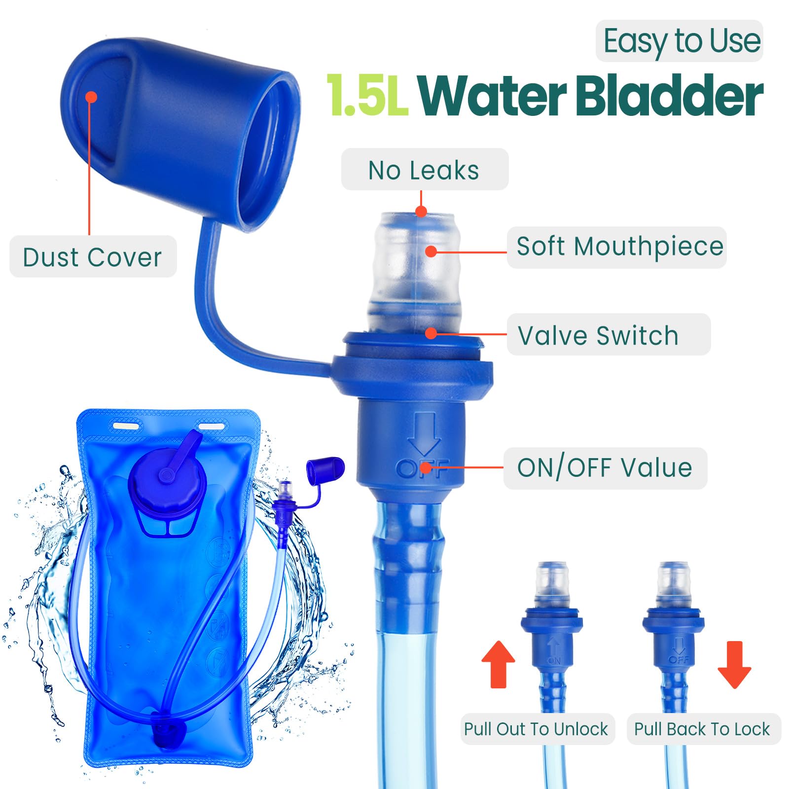 Shinylin 2 Stück Kinder Trinkrucksack mit 1,5 l Wasserblase, leichter Kinder-Wanderrucksack, Wasserrucksack für Jungen und Mädchen, Klettern, Laufen
