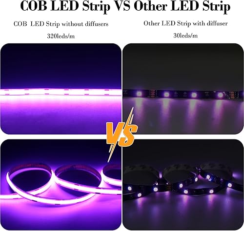 Miniatura 70 de Tira de luces LED cortas de 5 V USB LED, iluminación para gabinete, tira de luz LED COB de 3000 K, blanco cálido, no regulable, luces LED pequeñas