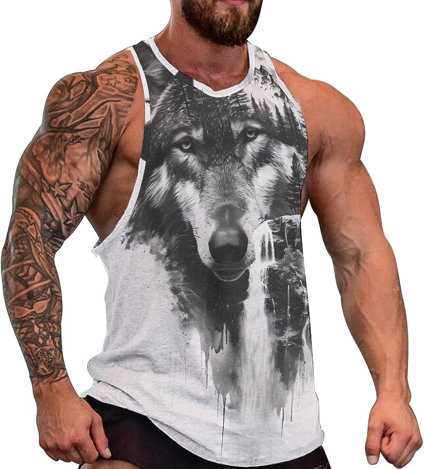 MARSVOVO Workout Tank Tops for Men Animal Graphic Casual Sleeveless Breathable Quick-Dry Muscle Vest Fashion Summer 2024
