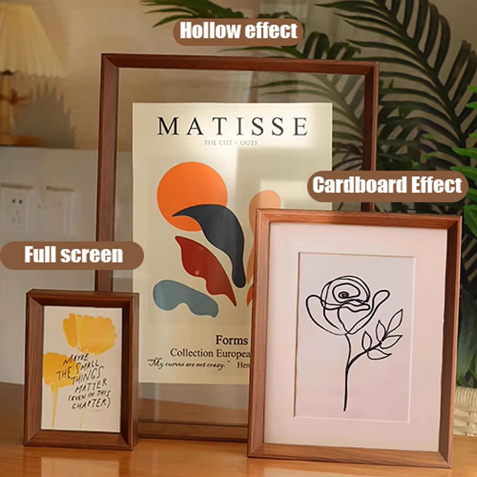 Doppelseitiger Bilderrahmen aus Acryl Glas,Schwebender Rahmen Doppelseitiger,Transparenter Fotorahmen Aus Holz,Pflanze Probe-Rahmen,Glatte Kanten,FüR Fotos,PräParate,Scherenschnitte