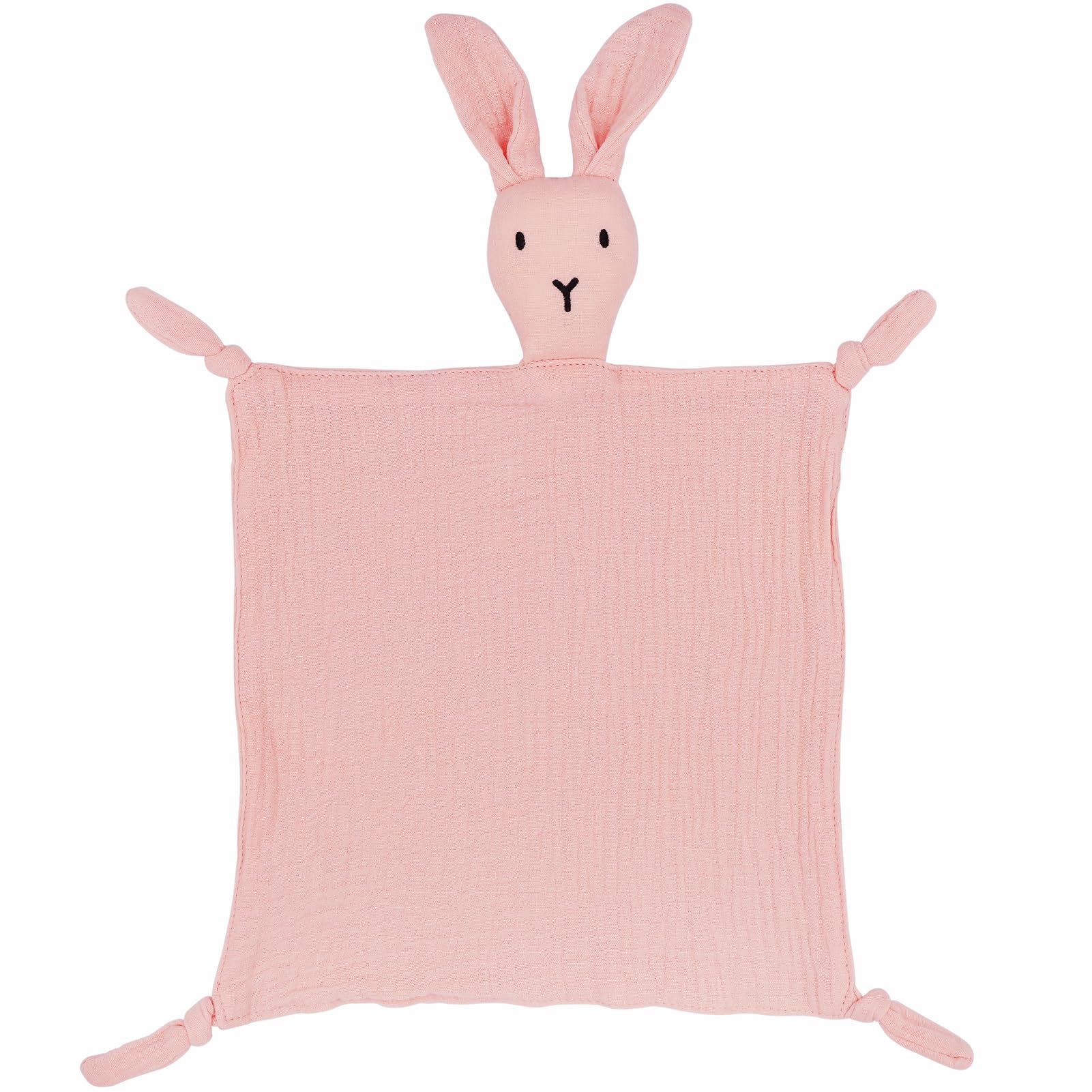 FenFang Doudou Bebe Recien Nacido, Manta de Seguridad Muselina de Algodón, Mantita de Apego Juguetes de Peluches Suaves para Dormir Niños Niñas, Dudus Cuadrado Regalo Bebes 0 Meses (Conejito Rosa)