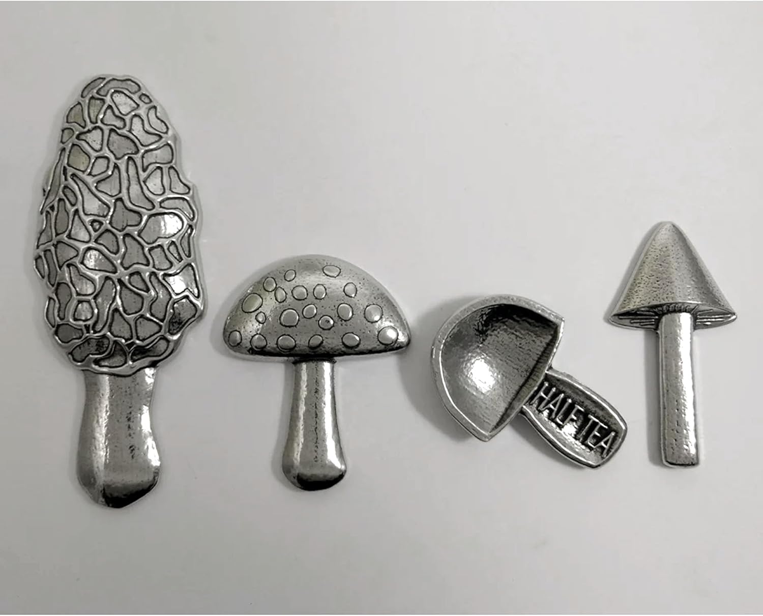 Mushrooms 4-Piece Pewter Measuring Spoon Set by Roosfoos, Handmade in the USA