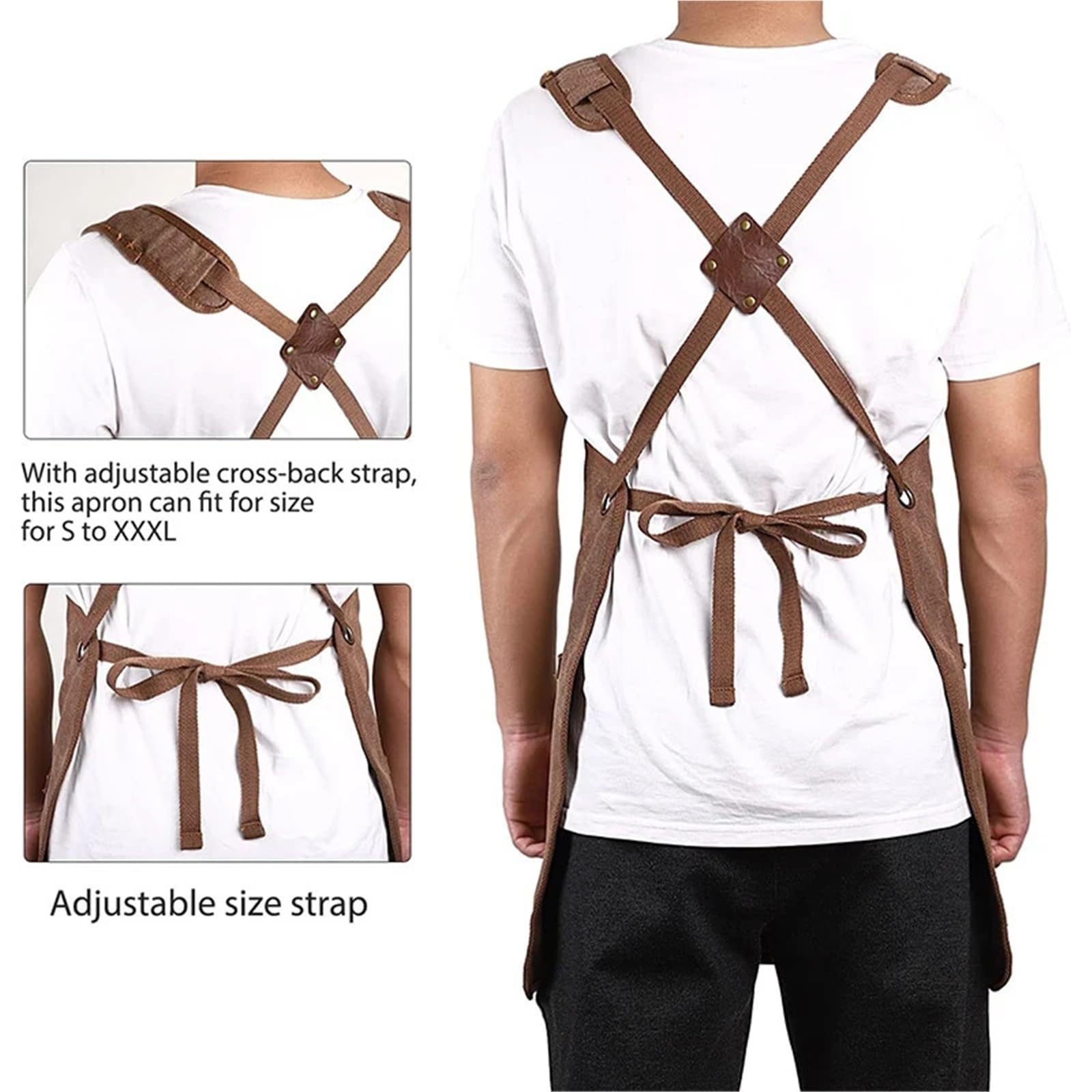Grembiule da lavoro in tela giardinaggio impermeabile for donna Uomo con tasche Grembiuli cucina for la lavorazione del legno alla griglia Per Giardino