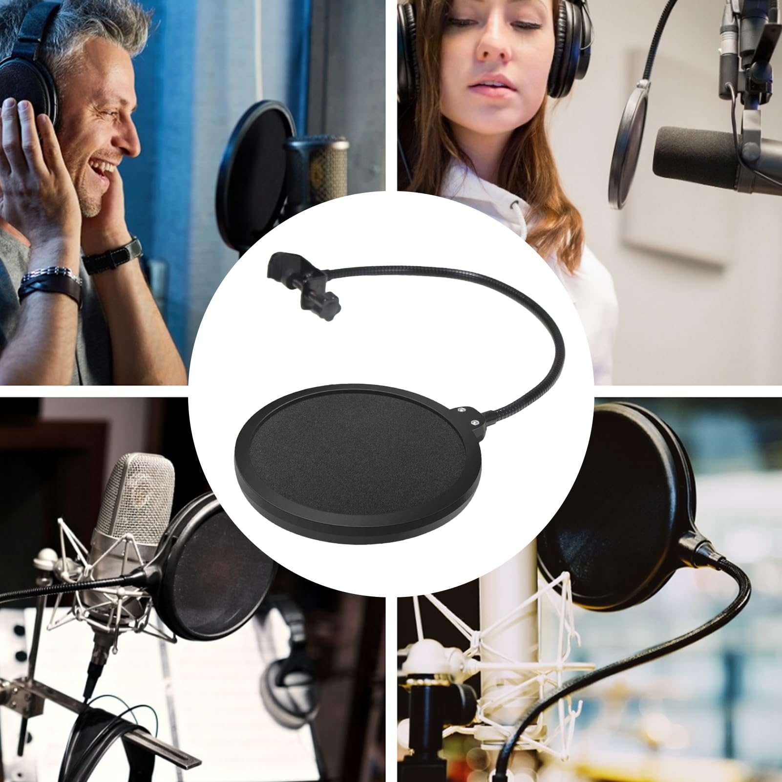Filtro Anti-Pop Per Microfono Filtro Anti-Pop Regolabile a Doppio Strato | Schermo Antivento e Anti-pop da Studio Presentazione Doppiaggio Registrazione Canto Podcasting Streaming Gaming Musica Vo